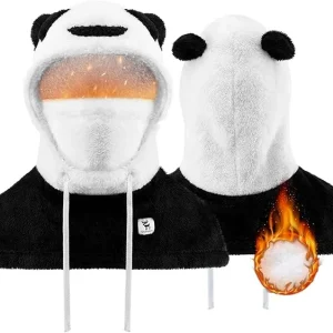 Qunature Cagoule d'hiver masque de ski pour enfants et parents motif panda masques complets cagoule pour les activités de...