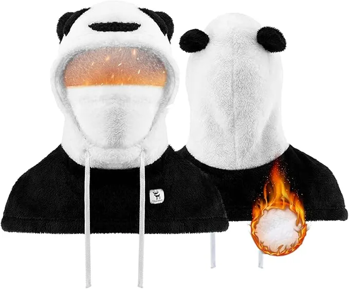 Qunature Cagoule d'hiver masque de ski pour enfants et parents motif panda masques complets cagoule pour les activités de...