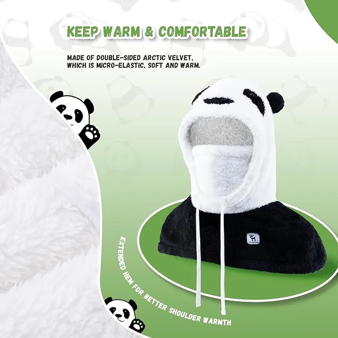 Qunature Cagoule d'hiver masque de ski pour enfants et parents motif panda masques complets cagoule pour les activités de...