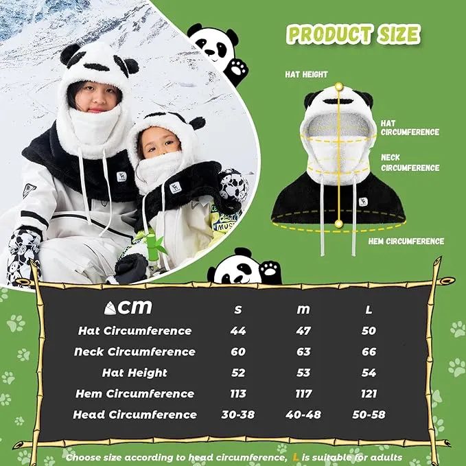 Qunature Cagoule d'hiver masque de ski pour enfants et parents motif panda masques complets cagoule pour les activités de...