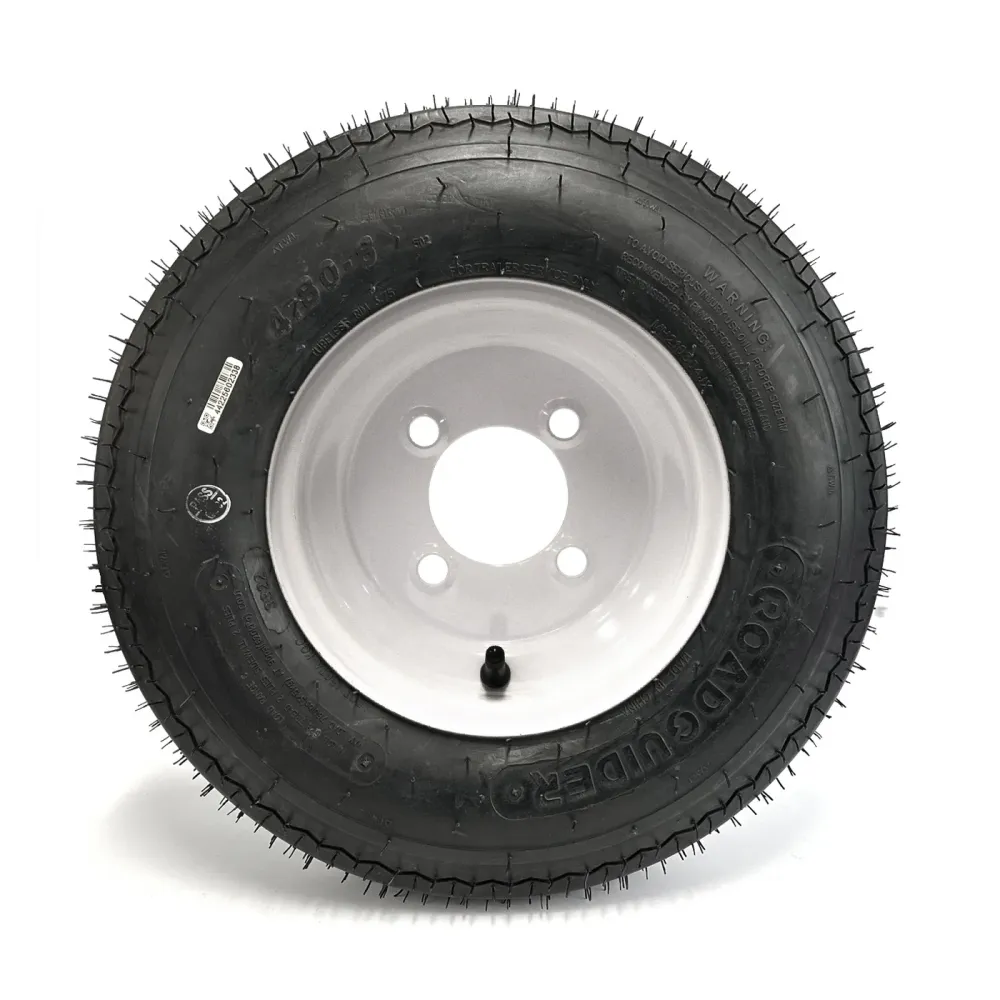 Pneu 4.80-8 6 plis LRC 760 lbs Roadguider et jante 8" 4 trous blanche