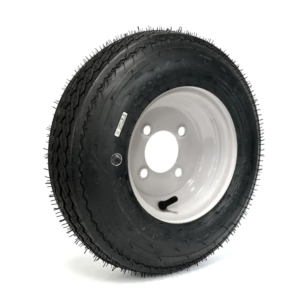 Pneu 4.80-8 6 plis LRC 760 lbs Roadguider et jante 8" 4 trous blanche