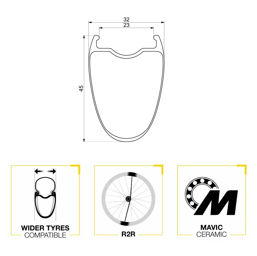 Roue Avant MAVIC COSMIC ULTIMATE 45 DISC Tubeless Ready (Center Lock)