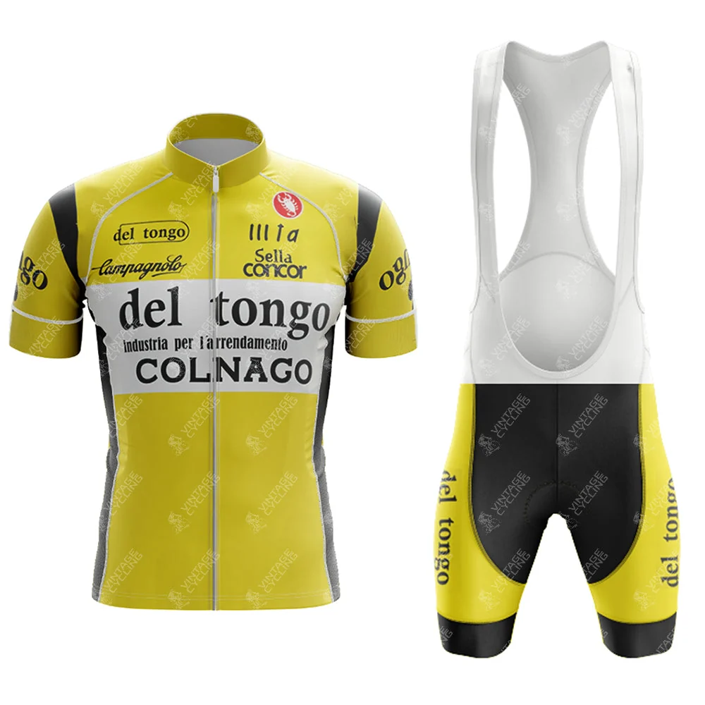 Ensemble de cyclisme à manches courtes rétro Del Tongo 1983 Tenue Roule Maillot