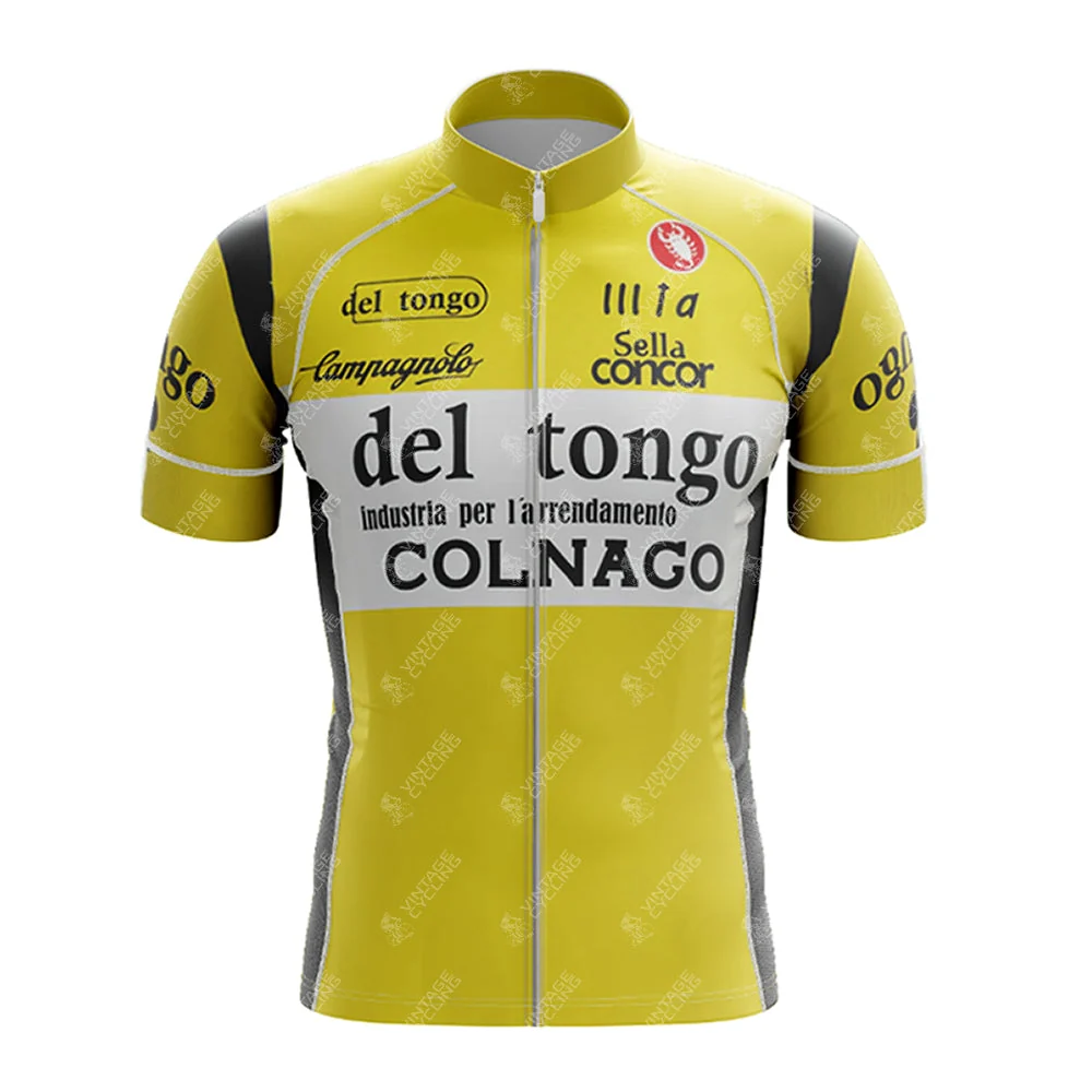 Ensemble de cyclisme à manches courtes rétro Del Tongo 1983 Tenue Roule Maillot