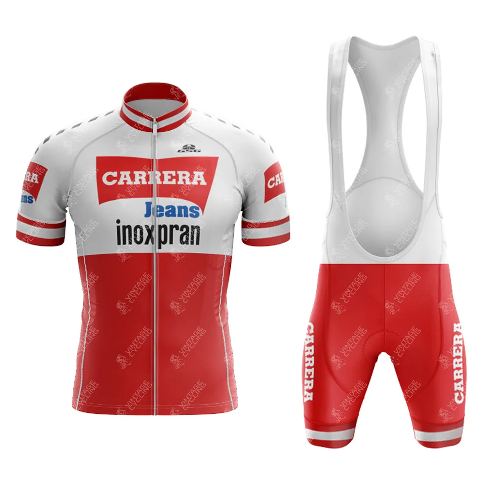 Ensemble de cyclisme rétro à manches courtes CARRERA 1984 Tenue Roule Maillot