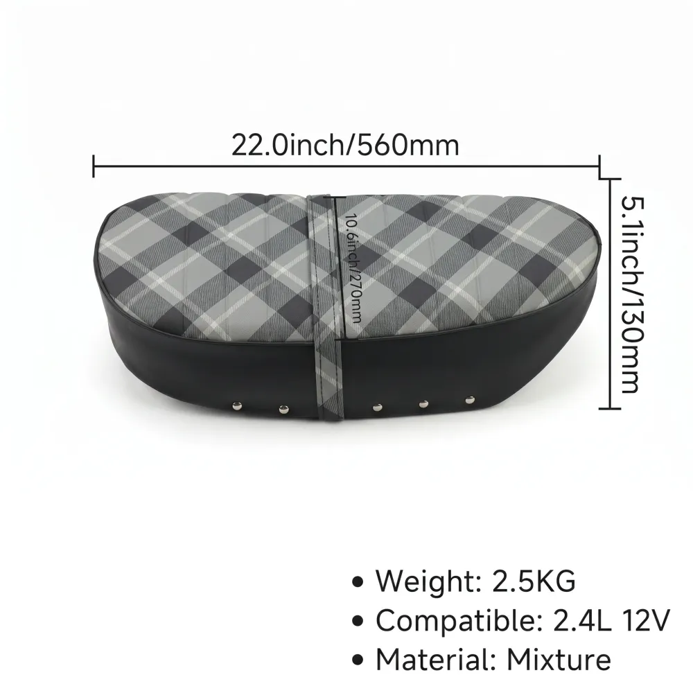 Selle Dax – noire avec motif à carreaux gris - adaptée pour cadres de 2,5 et 3,5 litres