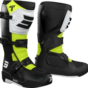 Bottes SHOT Race 4 noir/blanc/jaune fluo 2026