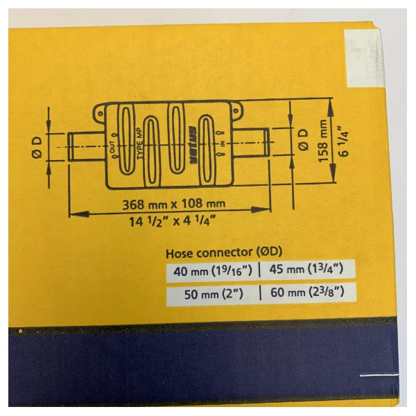 Silencieux d'échappement Vetus MP50 pour tuyau d'échappement de 50/51 mm