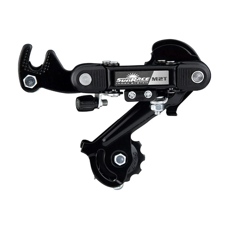 Dérailleur SUNRACE 6/7V Cage longue en acier Noir - Fixation fourche
