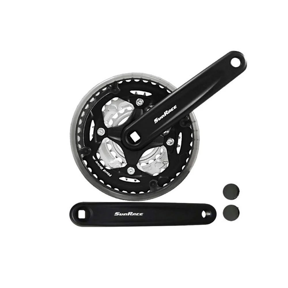 Pédalier CITY 3x7/8V 24/34/42 Dents x 170mm Noir + Protège-chaîne SUNRACE