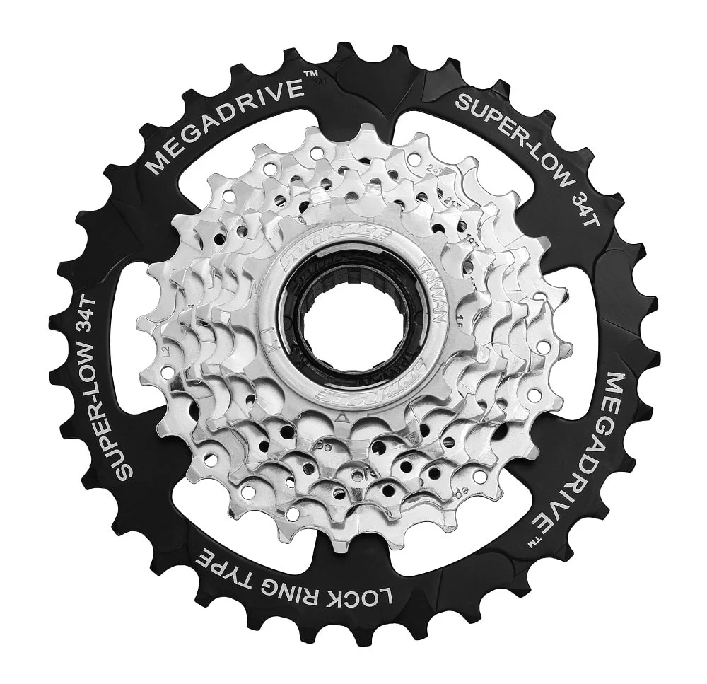 Roue Libre à Filetage MEGADRIVE 7V x 13/34D en Acier Argent/Noir SUNRACE