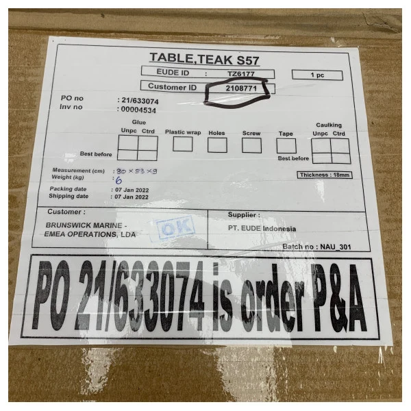 Table pliante en teck du cockpit Uttern S57 - TZ6177