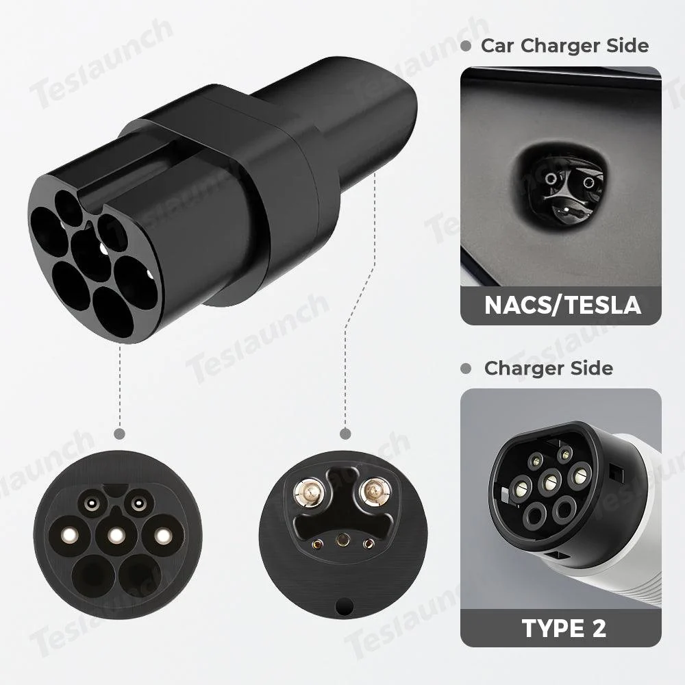 TeslaAdaptateur de charge de véhicule électrique (VE) de type 2 vers CA /NACS-Compatible avec Tesla et bornes de recharge...