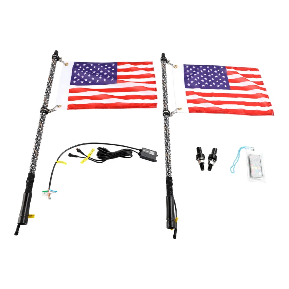 Tracteur UTE Van Camper rouleau de route bulldozer grue 2X 3 pieds RGB LED fouet lumières antenne avec drapeau télécommande