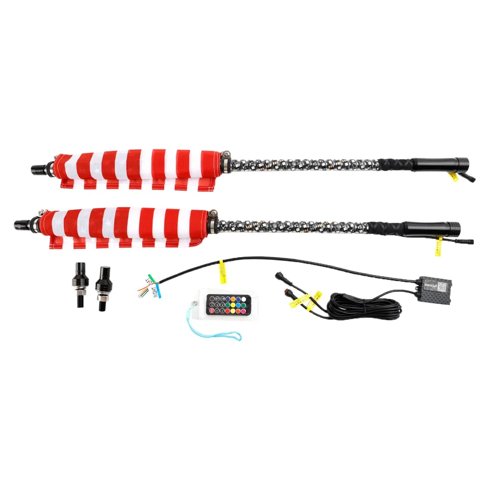 Tracteur UTE Van Camper rouleau de route bulldozer grue 2X 3 pieds RGB LED fouet lumières antenne avec drapeau télécommande