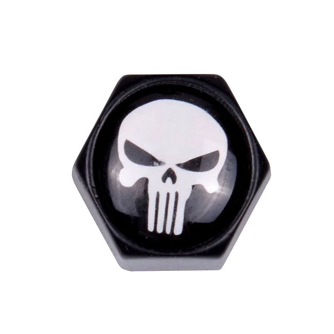 Trik Tropz Valve Stem Caps Block Skull Valve Caps. Noir/Blanc