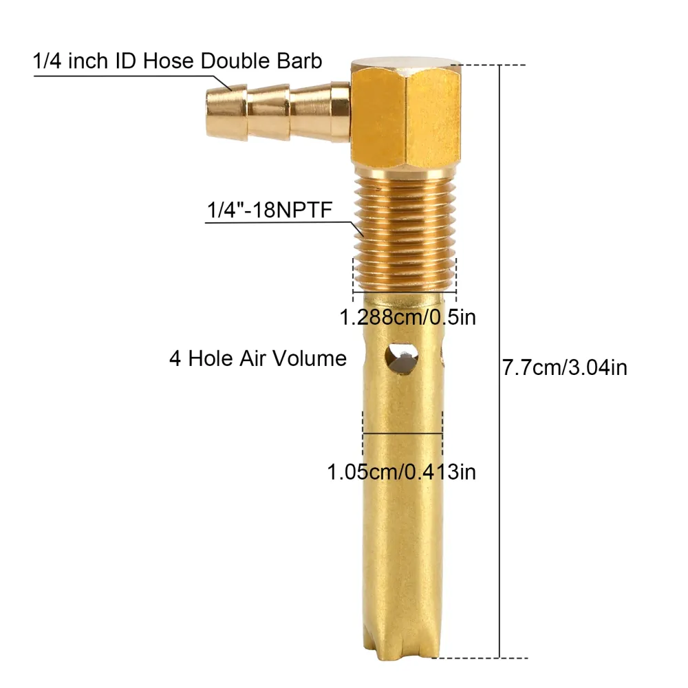 2x 1/4" Tuyau d'identification, évent du réservoir de carburant 1/4"Filetage -18NPTF pour les petits et les grands réservoirs