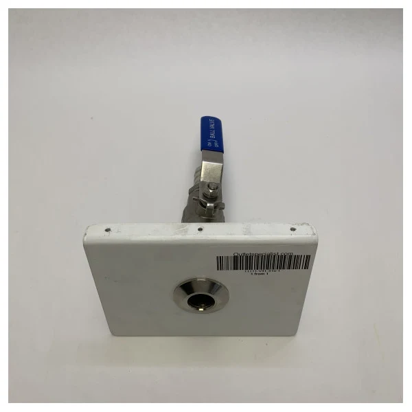 Vanne à bille marine en acier inoxydable de 1 pouce avec plaque de montage Tru-Hull blanche