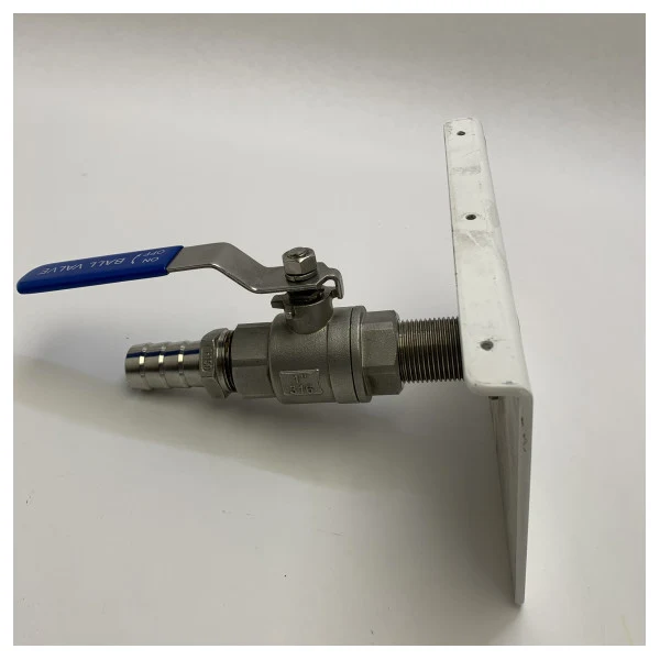 Vanne à bille marine en acier inoxydable de 1 pouce avec plaque de montage Tru-Hull blanche