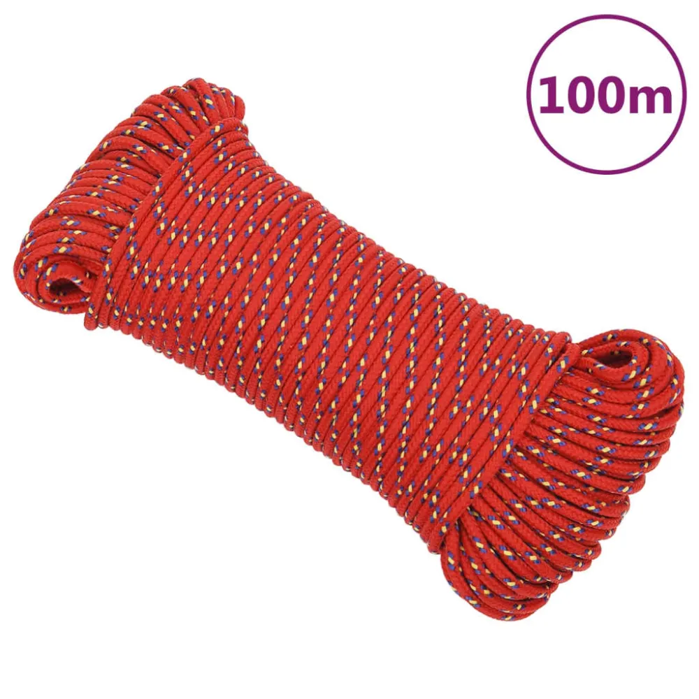 vidaXL Corde de bateau Rouge 4 mm 100 m Polypropylène