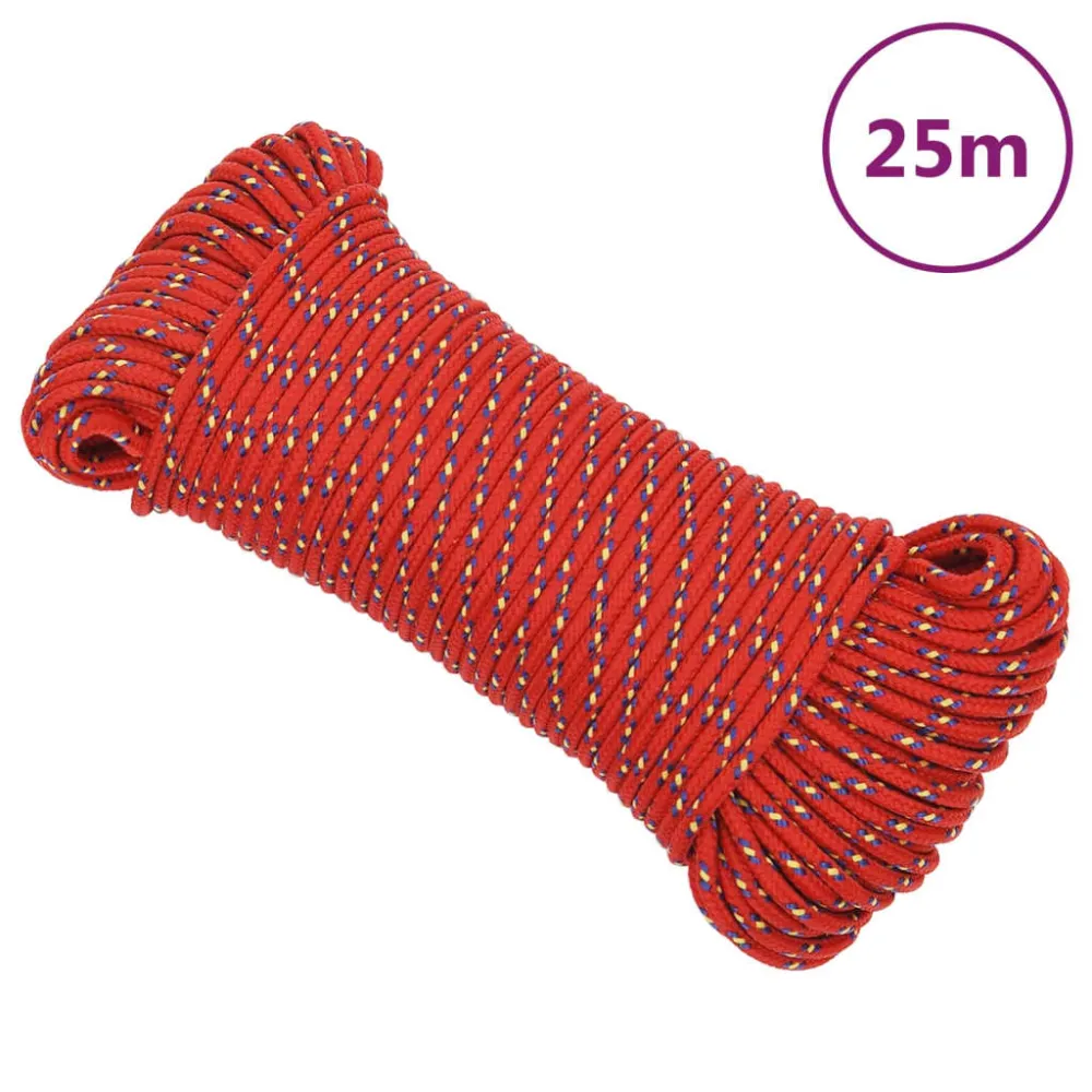 vidaXL Corde de bateau Rouge 3 mm 25 m Polypropylène