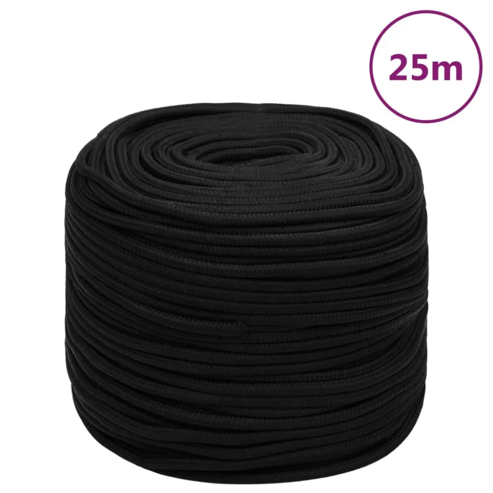vidaXL Corde de travail Noir 10 mm 25 m Polyester