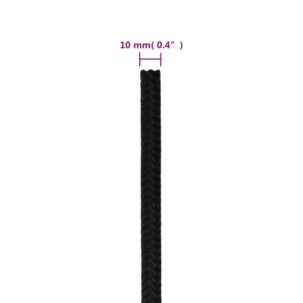 vidaXL Corde de travail Noir 10 mm 25 m Polyester