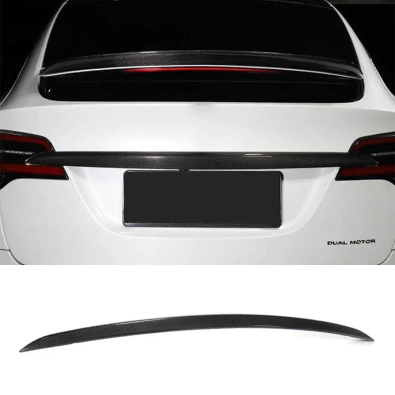 [Véritable fibre de carbone] garniture de hayon chromée pour coffre Tesla Model X 2021 + (style sans trou)