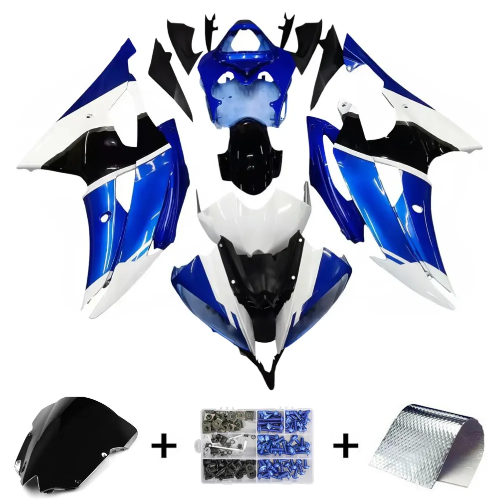 Amotopart 2008-2016 Yamaha YZF 600 R6 Noir&WKit de carénage blanc