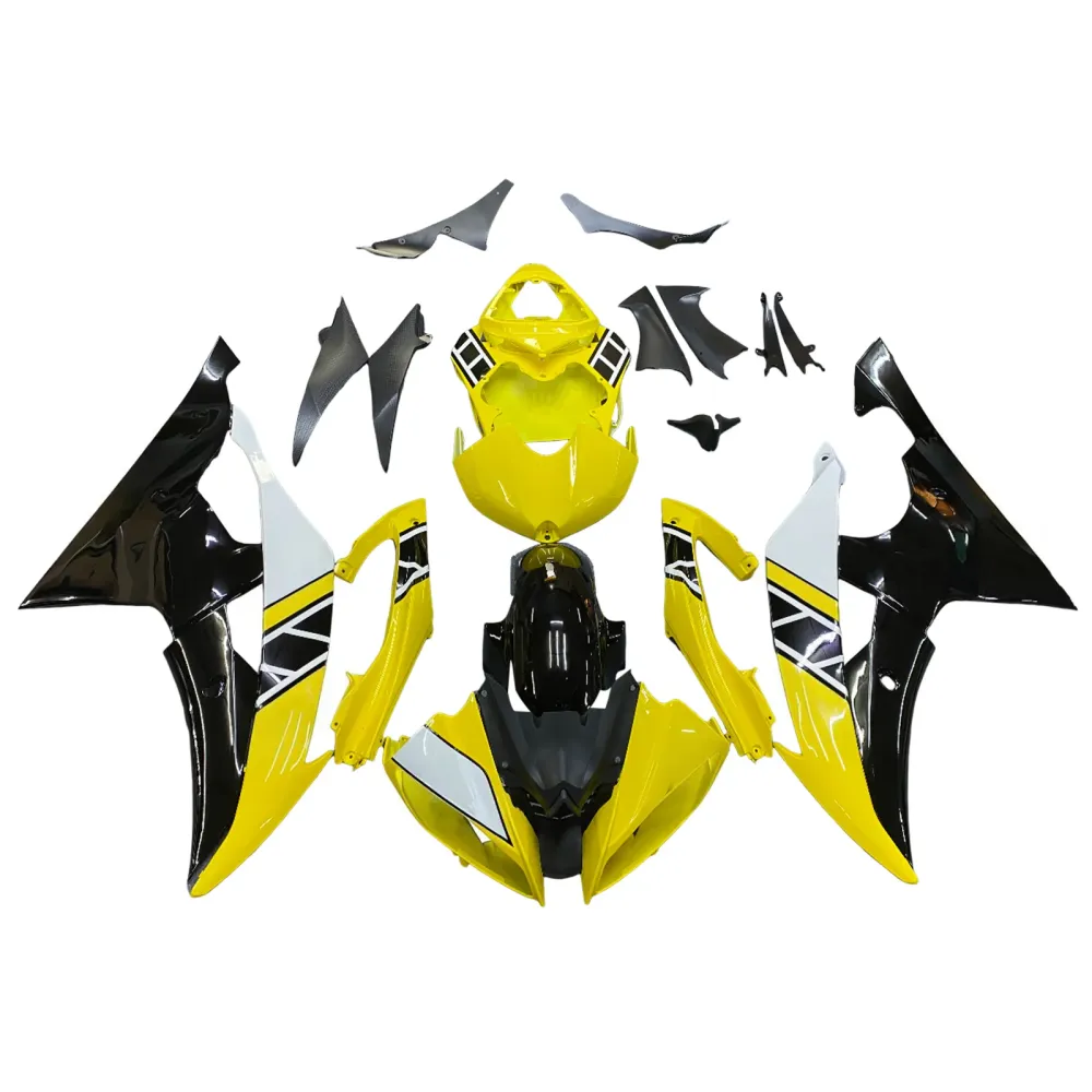 Amotopart Yamaha 2008-2016 YZF 600 R6 Kit de carénage noir jaune