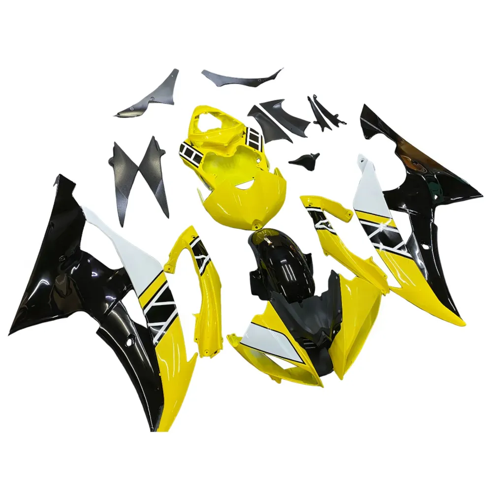Amotopart Yamaha 2008-2016 YZF 600 R6 Kit de carénage noir jaune