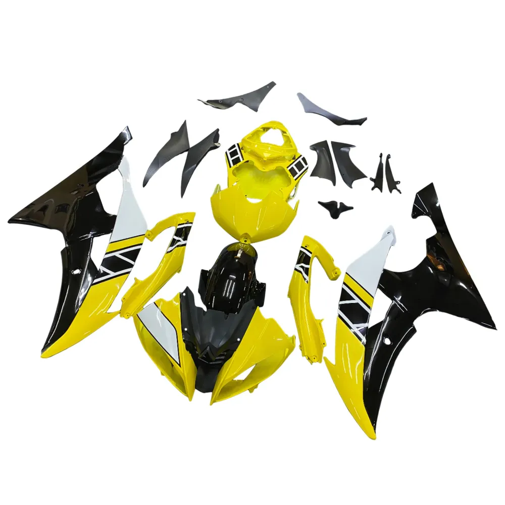 Amotopart Yamaha 2008-2016 YZF 600 R6 Kit de carénage noir jaune