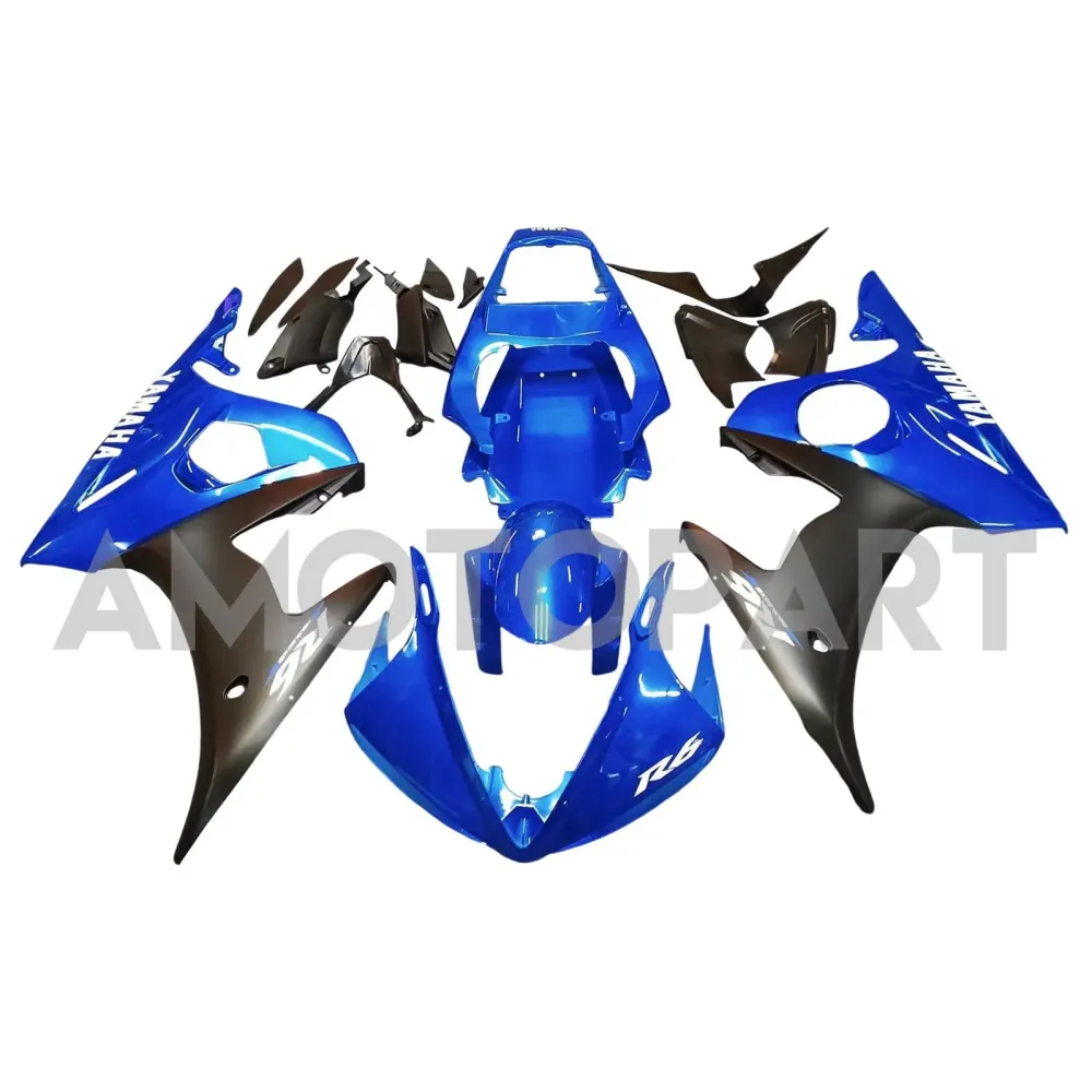 Amotopart Yamaha YZF 600 R6 2005 Bleu&Kit de carénage noir