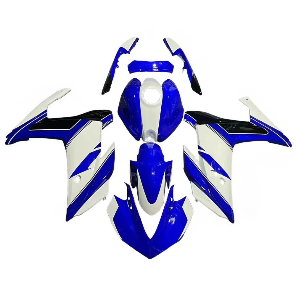 Kit de carénage Amotopart Yamaha 2014-2018 YZF R3 & 2015-2017 YZF R25 Kit de carénage bleu mélange blanc