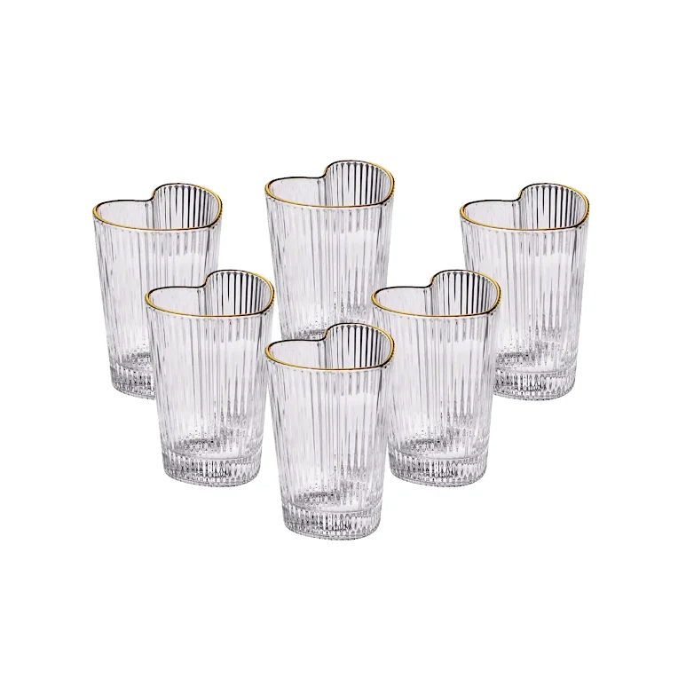 6 Piece Heart Design Tumbler Set Diaphane