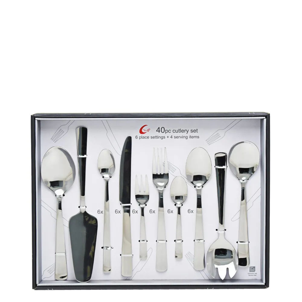 Racing Table Pride Cutlery Set 40 Piece - Ton argent