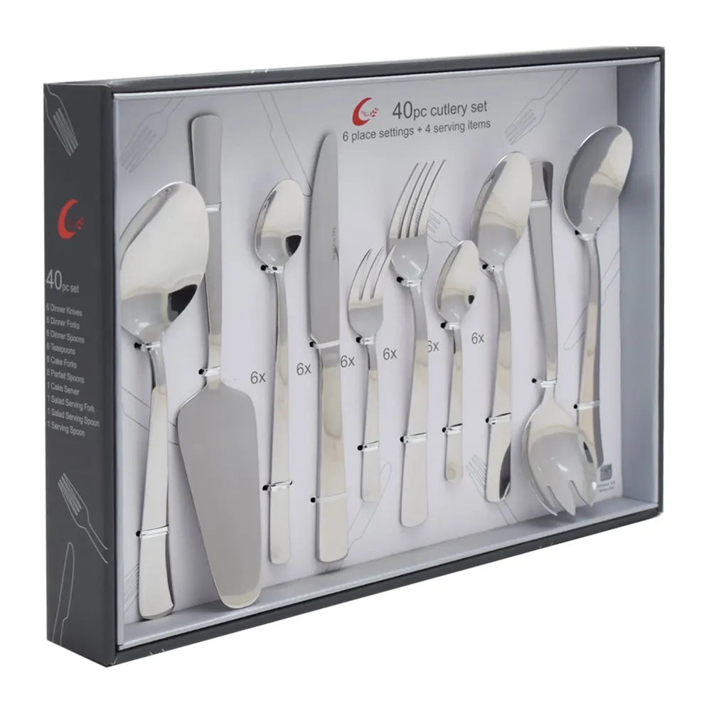 Racing Table Pride Cutlery Set 40 Piece - Ton argent