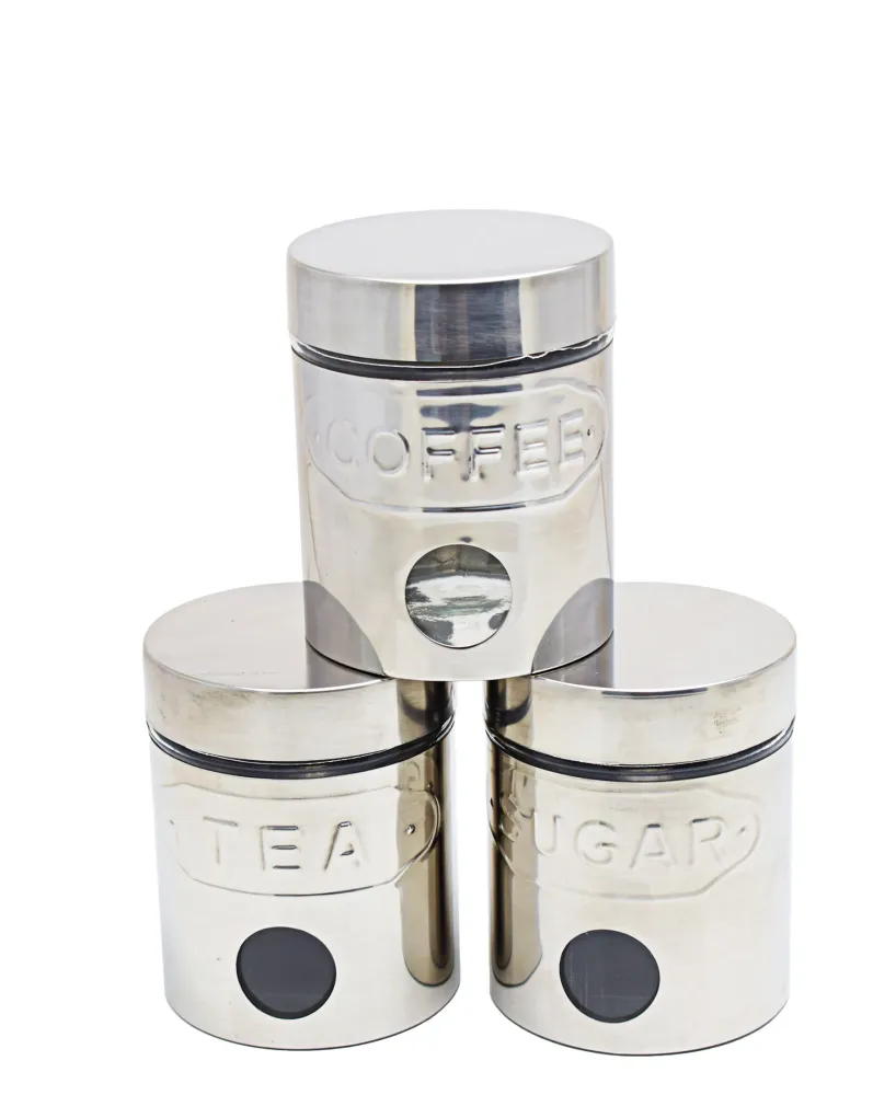 CTH Acier inox Steel 3 Piece Canister - Silver pour usage intensif