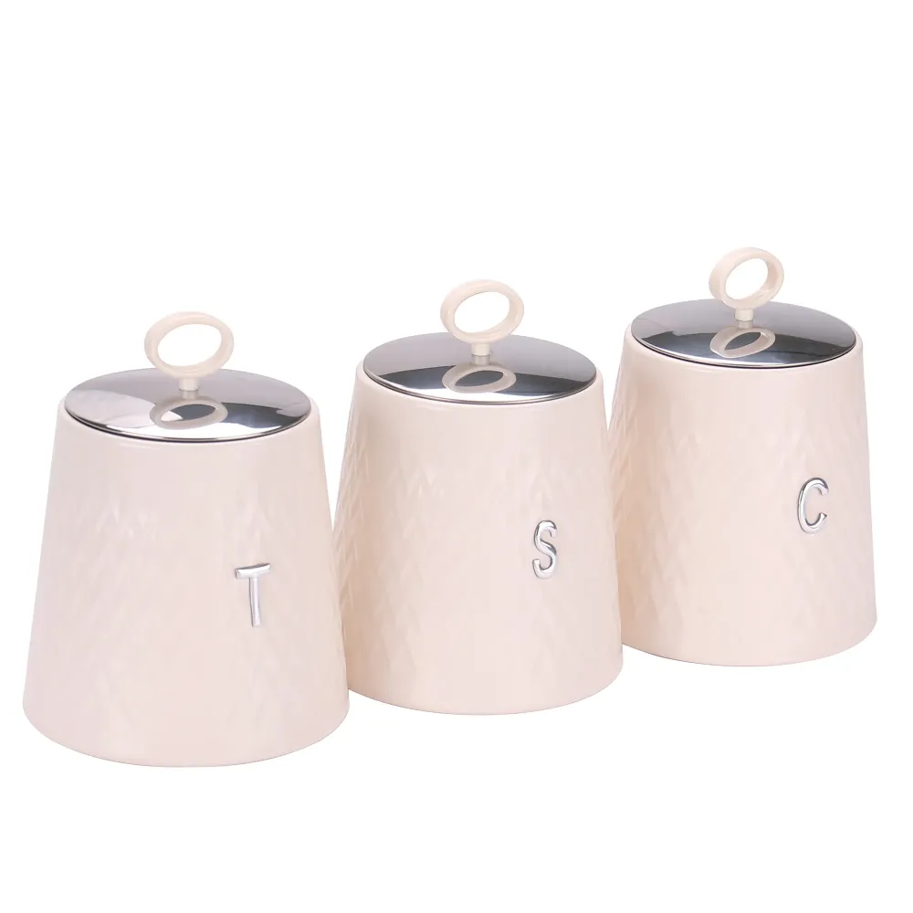 Embrayage camionnette CH 3 Piece Wave Canister Set Cream