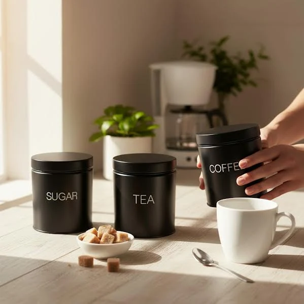 CH 3 Piece Canister Set Noir jais