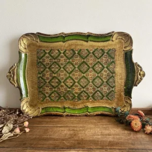 Certifié OEM Plateau florentin aux accents verts et or