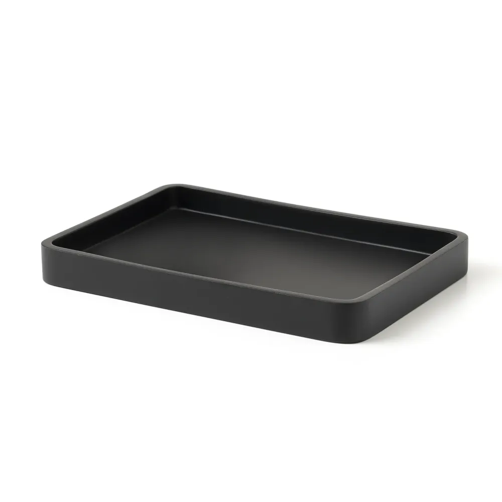 Garantie 2 Ans Plateau porte-objets en résine Gedy série Brenda - Noir Mat