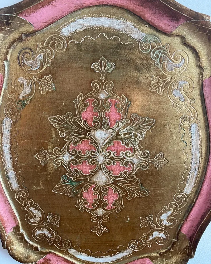 Organisateur d'atelier Plateau florentin en bois or et rose