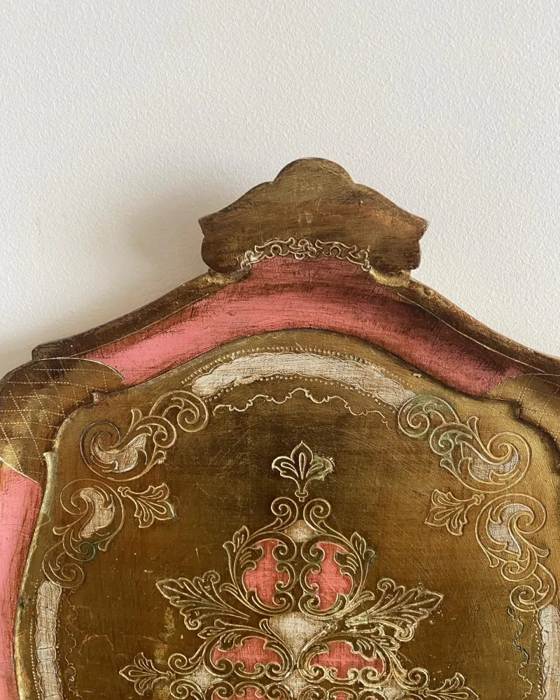 Organisateur d'atelier Plateau florentin en bois or et rose