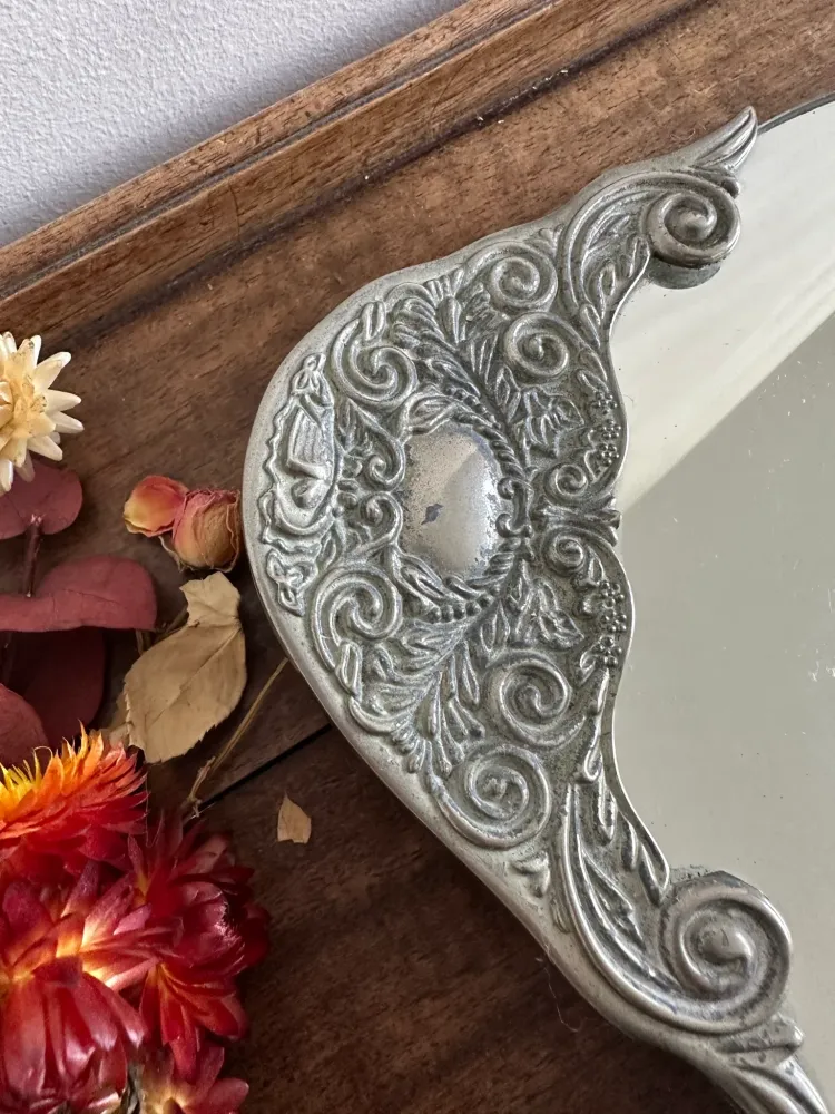 Support de rangement Plateau miroir en métal argenté style art déco