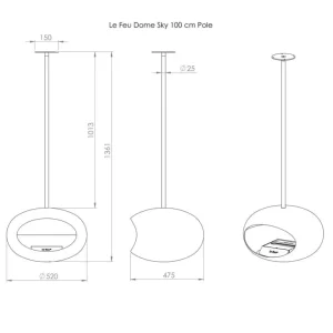 Lareira Bioetanol Suspensa Sky Chromed Rose Or fin