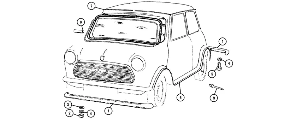 BUMPER MINI, STAINLESS STEEL, REPRO