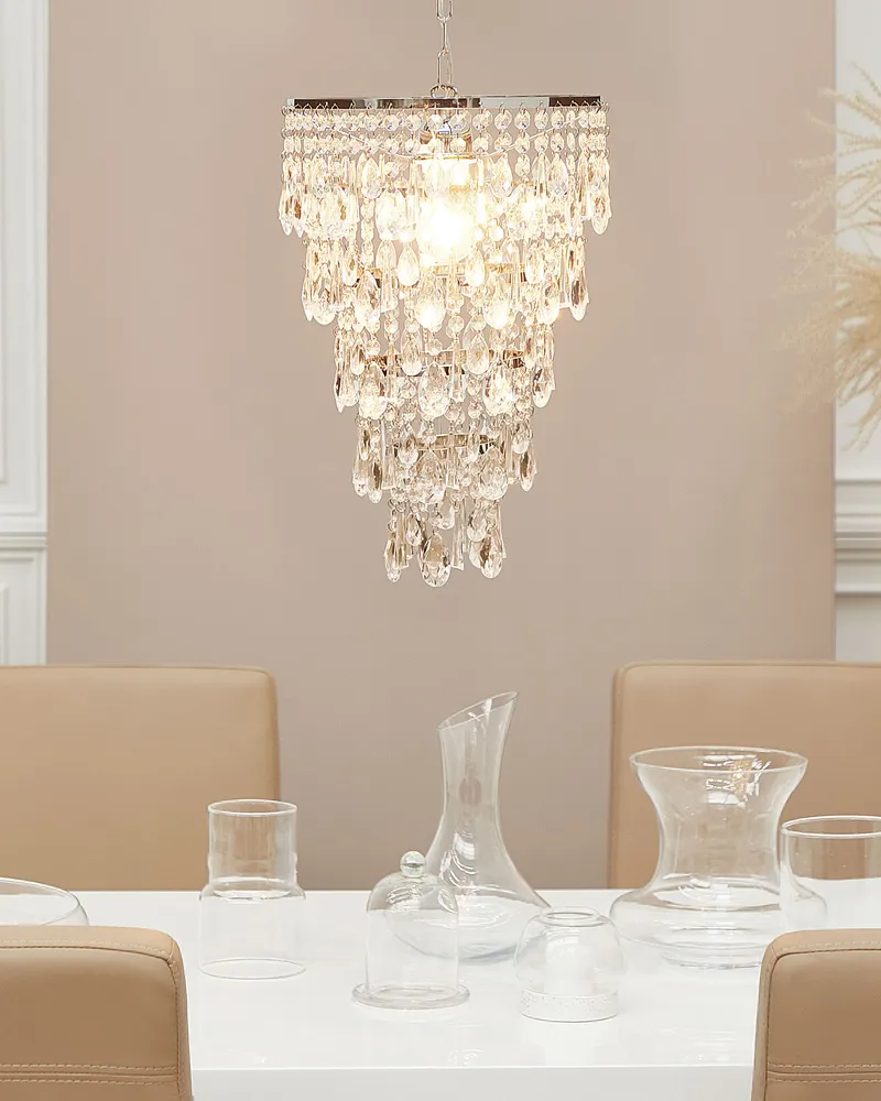 Chandelier Acrylic Crystals Effet argent ENTWASH