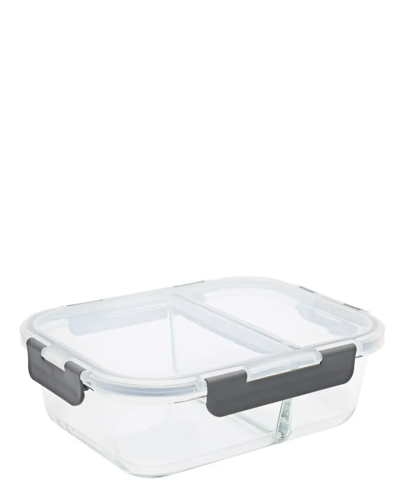 Consol 1.36L Madrid 2-Division Storage Container Clip-On Lid - Grey